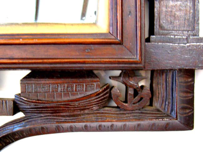 A RARE carved walnut Masonic Mirror circa 1868 carved by JOHN HALLEY BELLAMY (1836-1914) — image 5